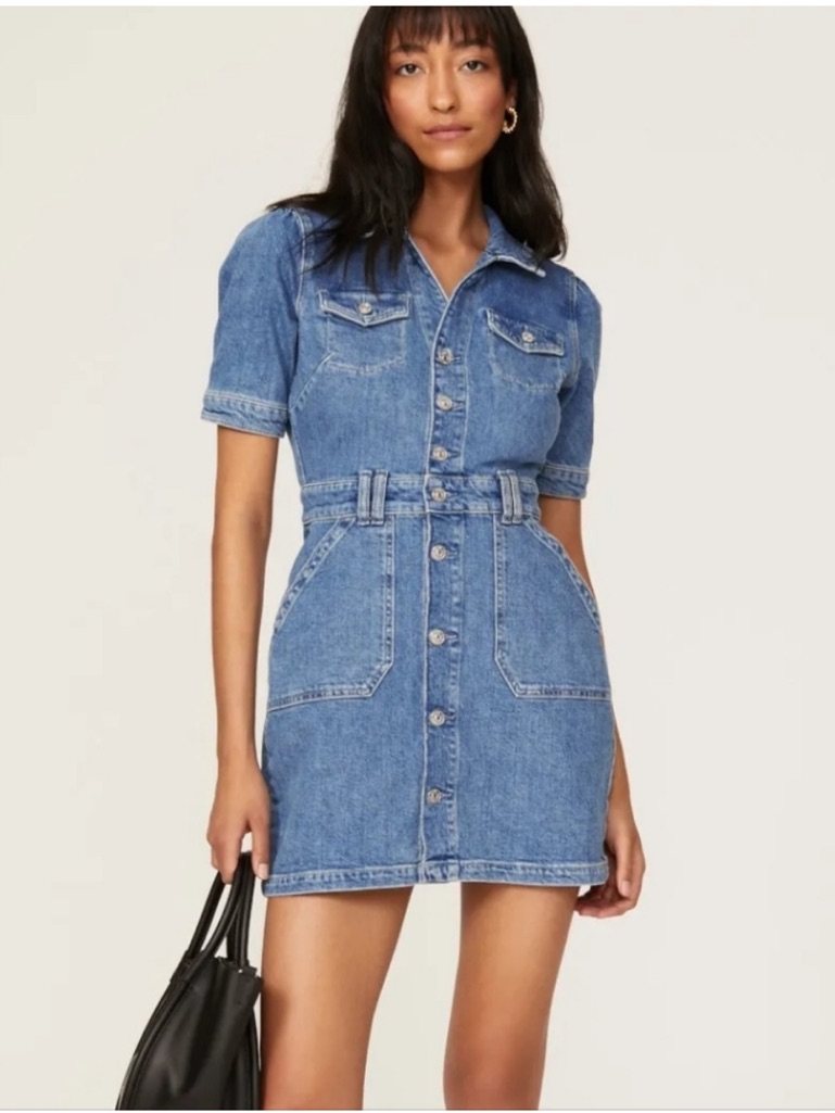 Paige Mayslie Denim Mini Dress Anthropologie